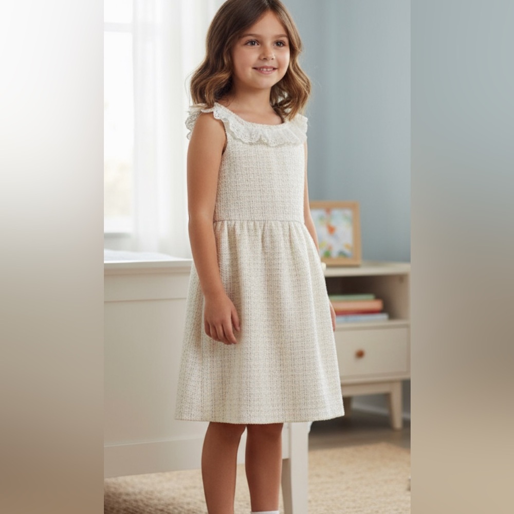 Janie and Jack Cream Ruffled Tiered Sundress size 10